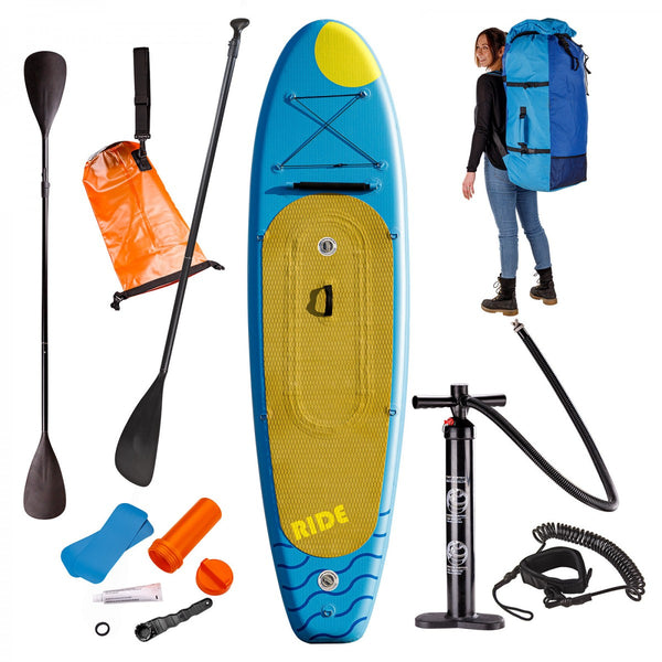Dema - SUP Stand Up Paddle Board 320x84 cm Surfboard blau aufblasbar + Paddel + Zubehör