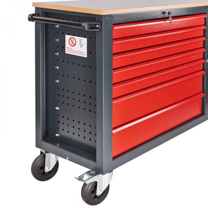 Dema - Mobile Werkbank Werktisch Arbeitstisch auf Rädern rot / anthrazit 180x48x104 cm