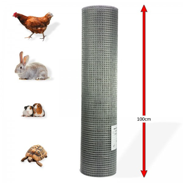 Wire mesh, 4-sided, 13mm thick, 1x20m, galvanized