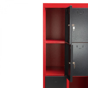 Dema - Schließfachschrank Umkleideschrank Wertfachschrank Spind 12 Fächer rot/anthrazit