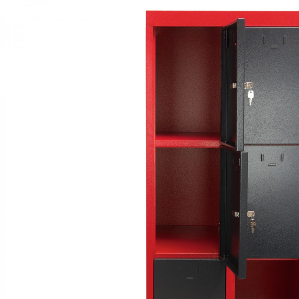 Dema - Schließfachschrank Umkleideschrank Wertfachschrank Spind 12 Fächer rot/anthrazit