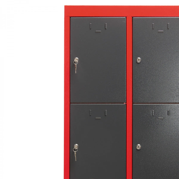 Dema - Schließfachschrank Umkleideschrank Wertfachschrank Spind 12 Fächer rot/anthrazit