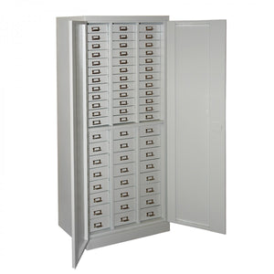 Dema - Stahl Schubladenschrank Büroschrank Schrank 80x41x179 cm mit 60 Schubladen grau