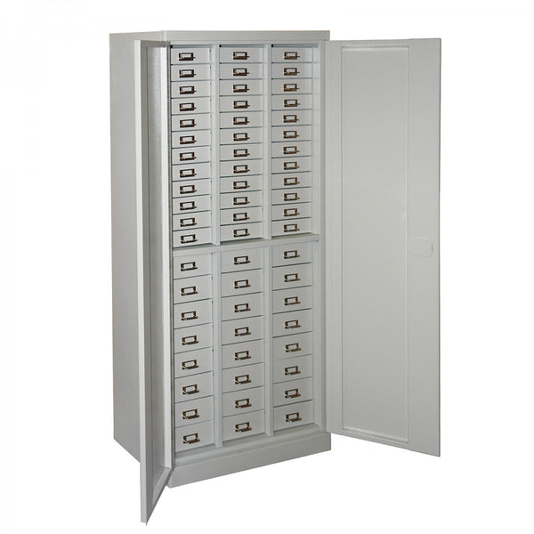 Dema - Stahl Schubladenschrank Büroschrank Schrank 80x41x179 cm mit 60 Schubladen grau