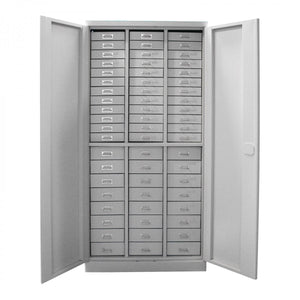Dema - Stahl Schubladenschrank Büroschrank Schrank 80x41x179 cm mit 60 Schubladen grau