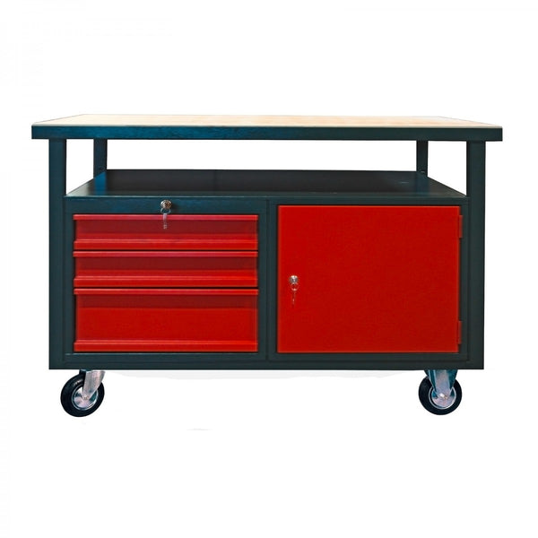 Dema - Profi-Werkbank 3 Schubl/1 Tür rot/anthrazit