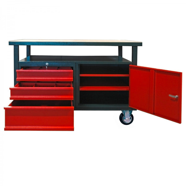 Dema - Profi-Werkbank 3 Schubl/1 Tür rot/anthrazit