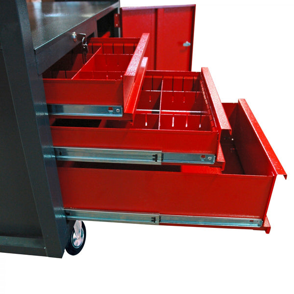 Dema - Profi-Werkbank 3 Schubl/1 Tür rot/anthrazit