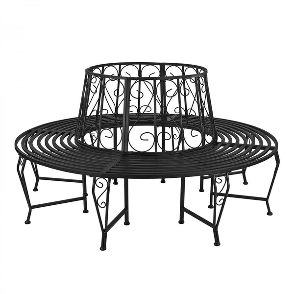 Dema - Baumbank Gartenbank Parkbank Rundbank Bank Metall schwarz ØxH 163x85 cm
