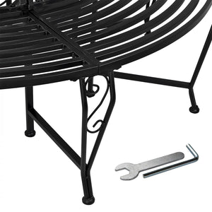 Dema - Baumbank Gartenbank Parkbank Rundbank Bank Metall schwarz ØxH 163x85 cm