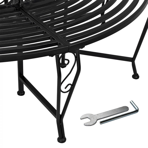 Dema - Baumbank Gartenbank Parkbank Rundbank Bank Metall schwarz ØxH 163x85 cm
