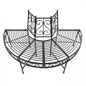 Baumbank Gartenbank Parkbank Rundbank Halbrundbank Bank Metall schwarz Ø 125 cm