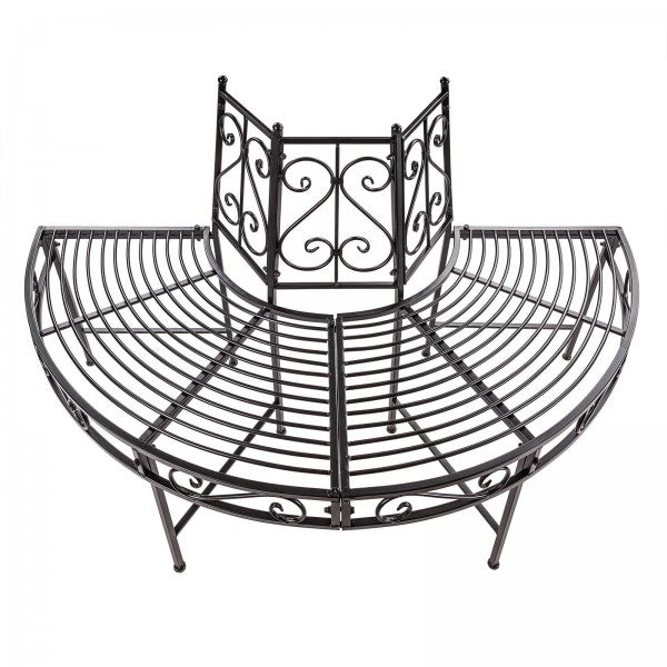 Baumbank Gartenbank Parkbank Rundbank Halbrundbank Bank Metall schwarz Ø 125 cm