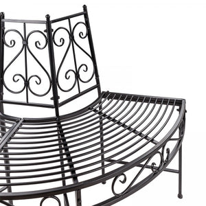 Baumbank Gartenbank Parkbank Rundbank Halbrundbank Bank Metall schwarz Ø 125 cm