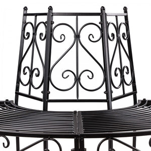 Baumbank Gartenbank Parkbank Rundbank Halbrundbank Bank Metall schwarz Ø 125 cm