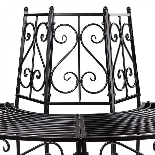 Baumbank Gartenbank Parkbank Rundbank Halbrundbank Bank Metall schwarz Ø 125 cm