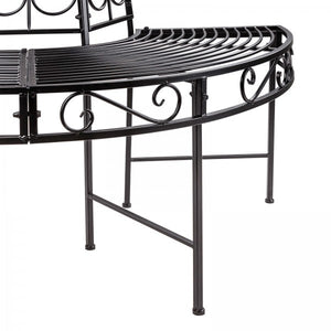 Baumbank Gartenbank Parkbank Rundbank Halbrundbank Bank Metall schwarz Ø 125 cm