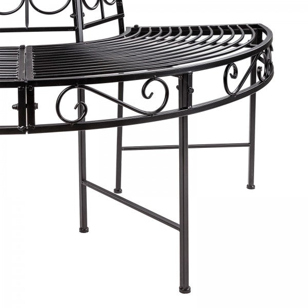 Baumbank Gartenbank Parkbank Rundbank Halbrundbank Bank Metall schwarz Ø 125 cm