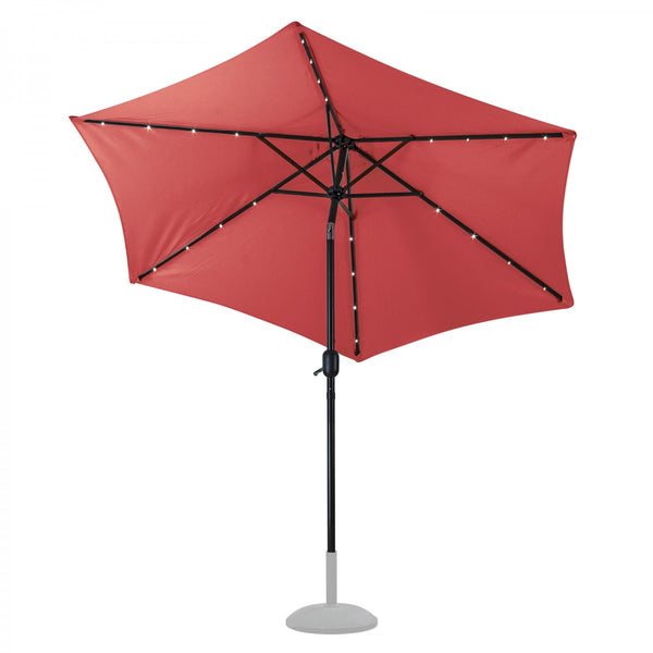 Dema - Alu Sonnenschirm Gartenschirm Schirm Ø 2,7 m Solar / LED 24 Lämpchen rot
