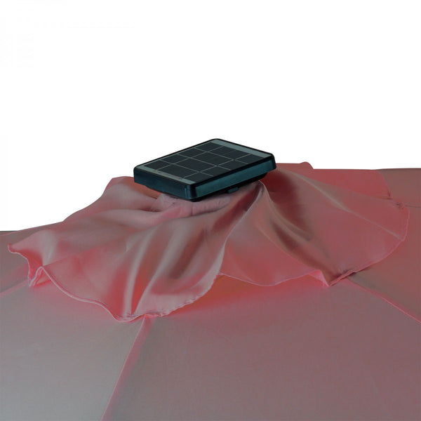 Dema - Alu Sonnenschirm Gartenschirm Schirm Ø 2,7 m Solar / LED 24 Lämpchen rot