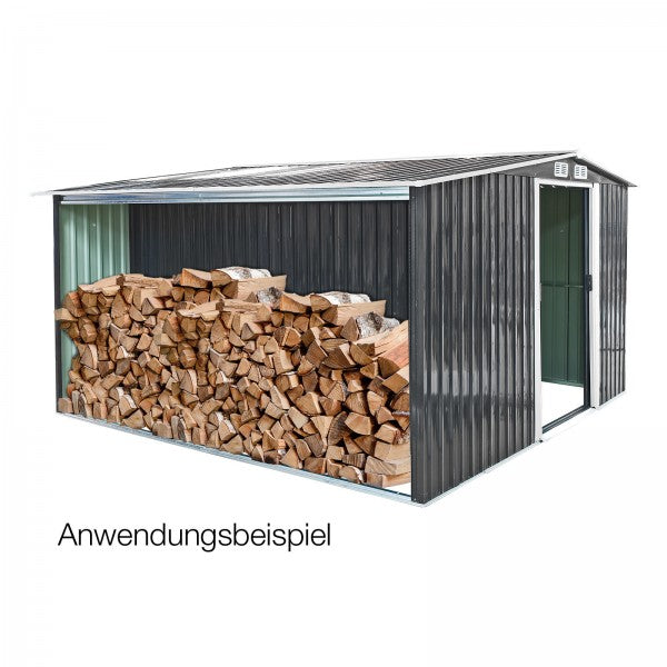 XXL Garten Metall Gerätehaus mit Holzlager anthrazit