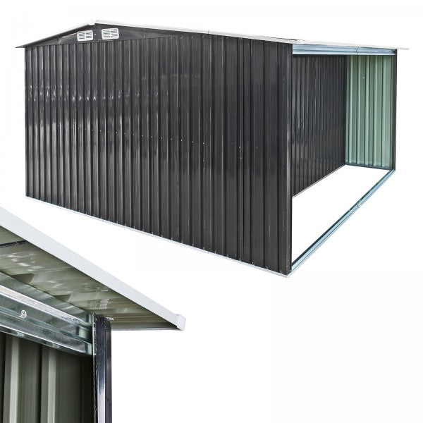 XXL Garten Metall Gerätehaus mit Holzlager anthrazit