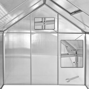 Dema - Alu Gewächshaus Frühbeet Treibhaus inkl. Fundament mit Dachfenster + Dachrinnen