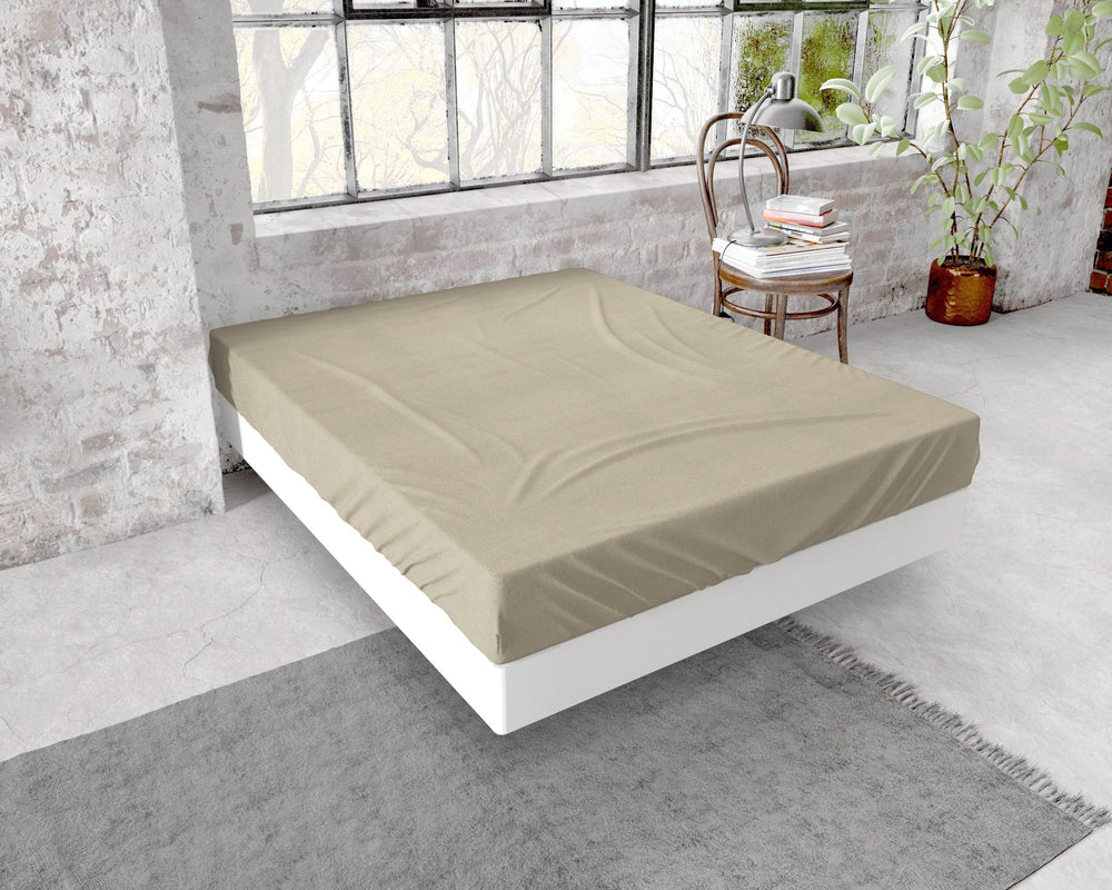 Flanel Premium Spannbettlaken Taupe 140 x 200/210 cm