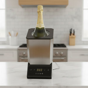 Flaschenkühler Edelstahl für 1 Flasche elektrisch silber