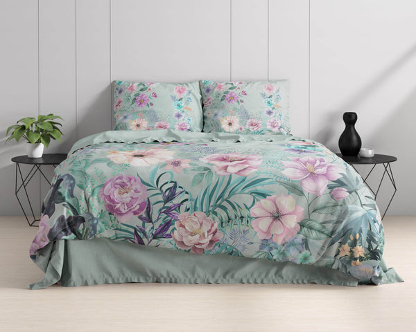 Bettbezug Flore blau 140 x 220 cm