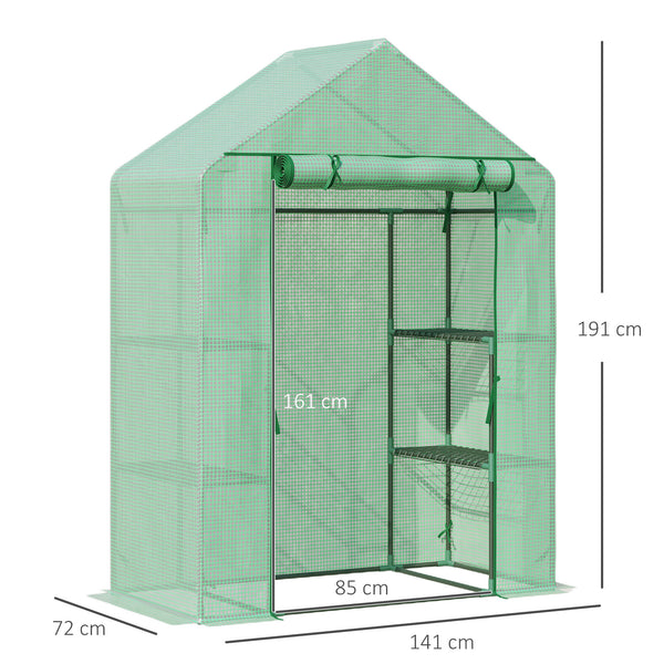 Foliengewächshaus 141x72x191cm Gewächshaus mit 6 Regalen