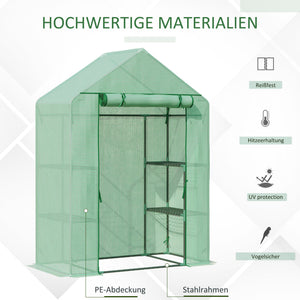 Foliengewächshaus 141x72x191cm Gewächshaus mit 6 Regalen