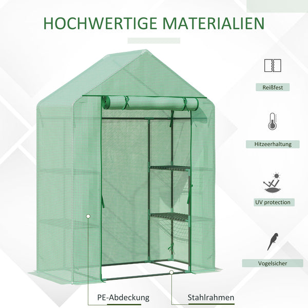 Foliengewächshaus 141x72x191cm Gewächshaus mit 6 Regalen