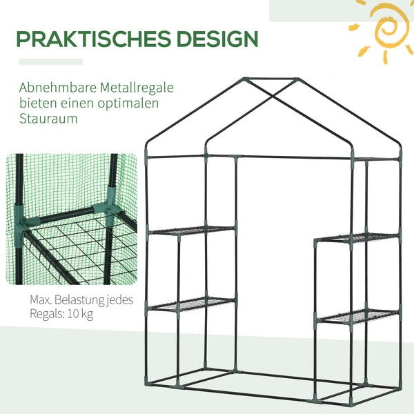 Foliengewächshaus 141x72x191cm Gewächshaus mit 6 Regalen