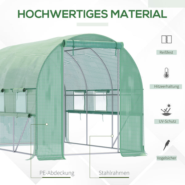 Foliengewächshaus 2.95x2x2m Tunnel-Folienzelt 6 Fenster