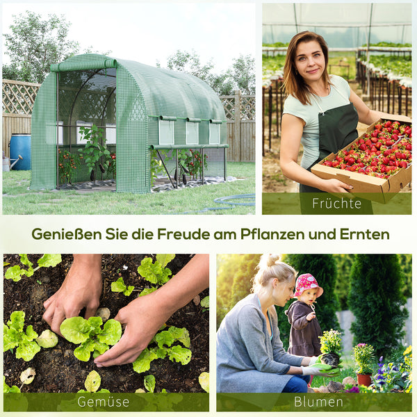 Foliengewächshaus 2.95x2x2m Tunnel-Folienzelt 6 Fenster