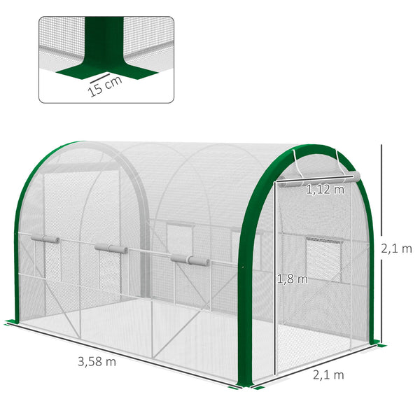 Foliengewächshaus 3.5x2.1x2.1m Tunnel-Gewächshaus Rolltür