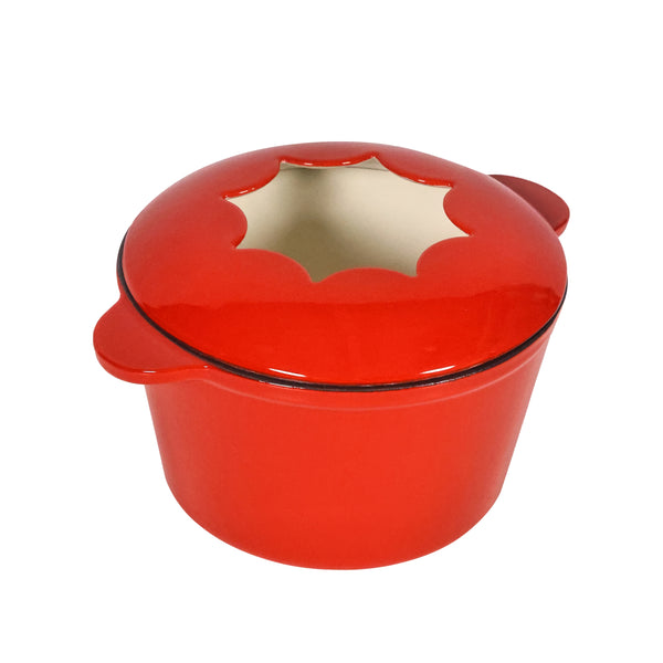 Fondue Set Gusseisen 10-teilig rot