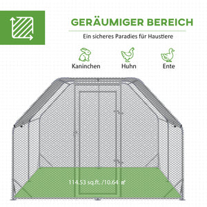 Freilaufgehege mit Schatten Dach 280x380x195cm mit Tür