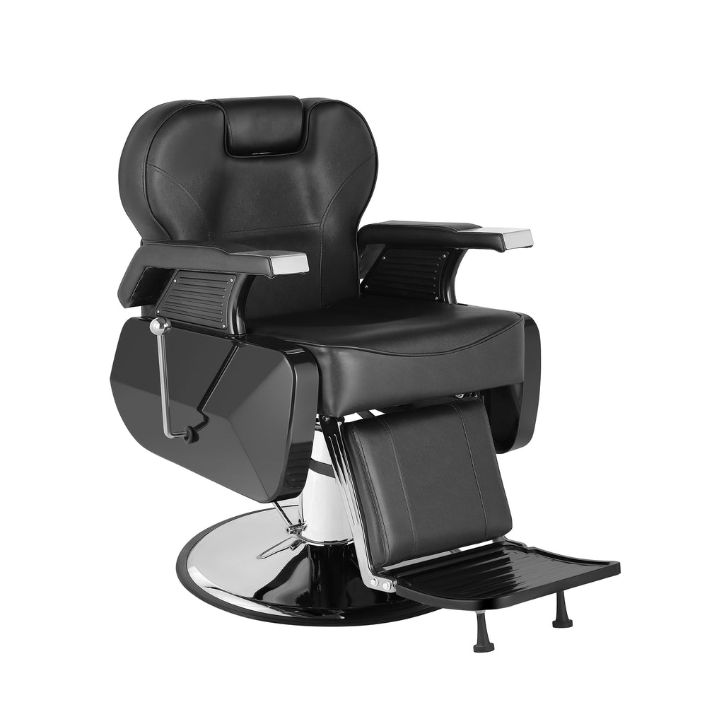 Barber chair, leather, 110 x 69 x 97 - 110 cm, black