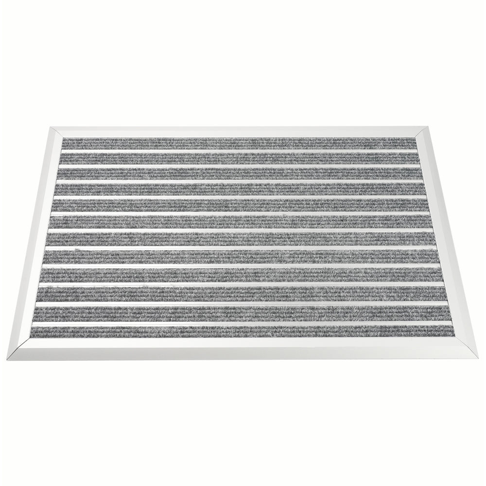 Doormat with aluminum frame 80 x 50 cm silver/grey