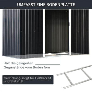 Gerätehaus Gartenhaus Geräteschuppen mit Schiebetür Fenster Outdoor Stahl Grau