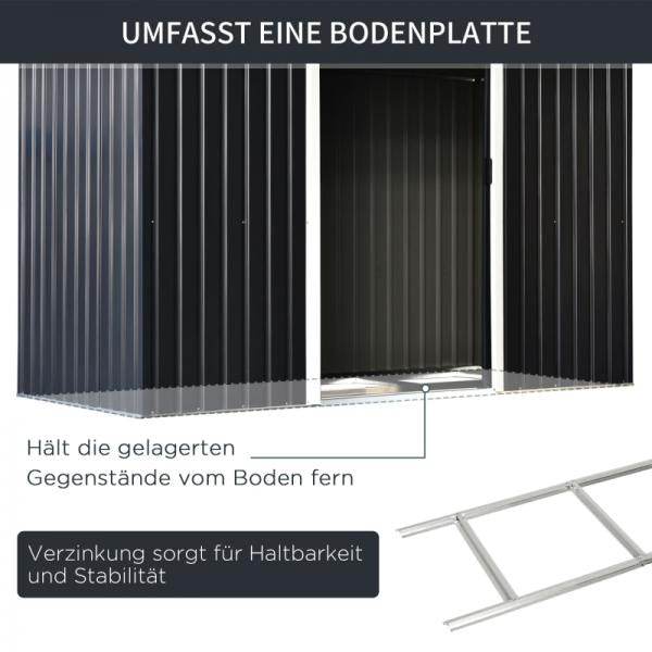 Gerätehaus Gartenhaus Geräteschuppen mit Schiebetür Fenster Outdoor Stahl Grau