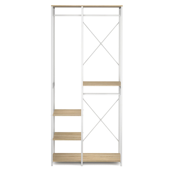 Portant à vêtements penderie 90 x 204 cm marron/blanc