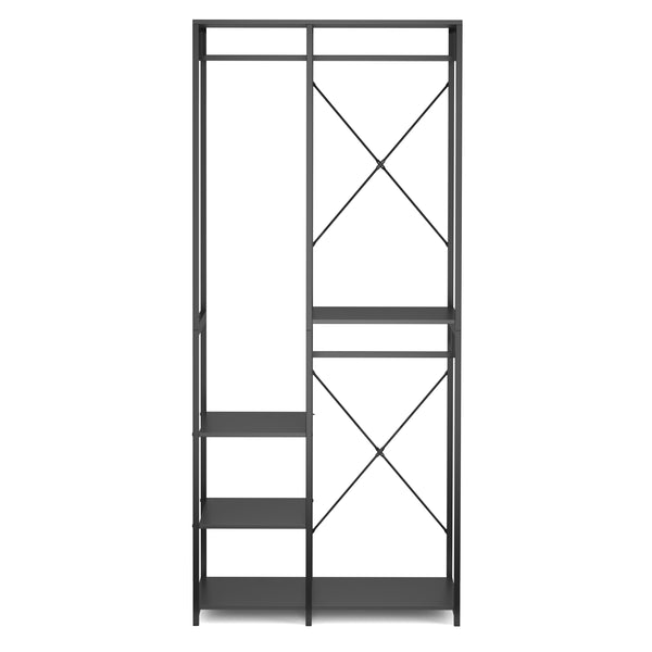 Wardrobe clothes rack 90 x 204 cm black