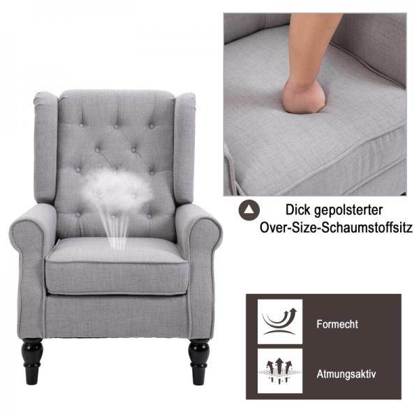 Einzelsessel Relaxsessel Ohrensessel Akzentsessel mit Tufting Polyester Grau