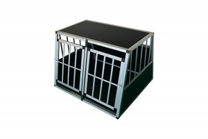 Caisse de transport double pour chiens en aluminium avec dossier incliné, grande
