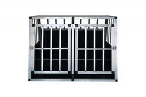 Caisse de transport double pour chiens en aluminium avec dossier incliné, grande