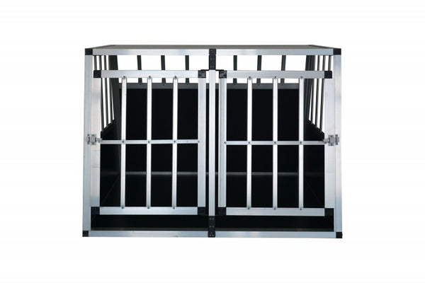 Caisse de transport double pour chiens en aluminium avec dossier incliné, grande