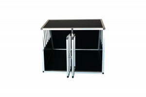 Caisse de transport double pour chiens en aluminium avec dossier incliné, grande